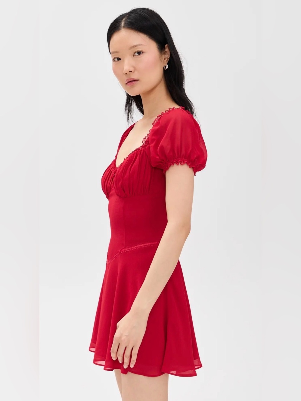 Reformation NWT Size 10 Onedine Mini Dress Color Lipstick $248 MSRP - Picture 3 of 7
